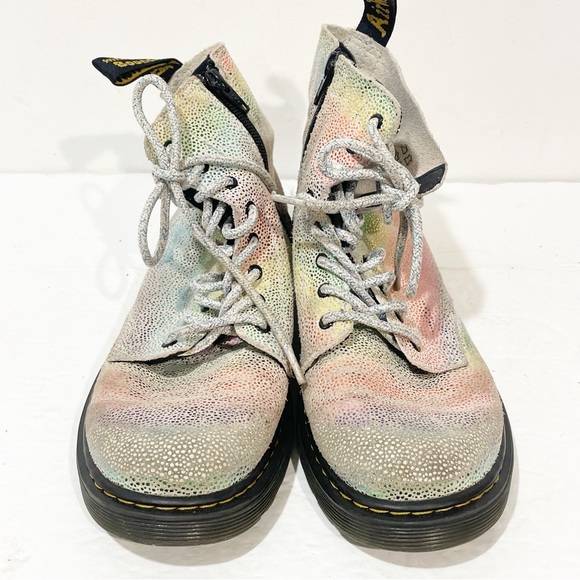 Dr Martens 1460 Ladies Size 6 Pascal Boots Rainbow Glitter Leather Laces Zip - Picture 2 of 7